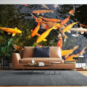 3D Best Koi Wishes L19986 Carta da parati rimovibile Carta da parati autoadesiva Carta da parati extra large Peel & Stick Carta da parati murale AJSTOREArt