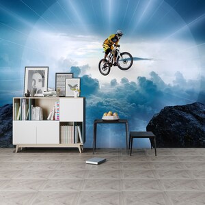 3D Cool Mountain Bike Transport L513 Carta da parati rimovibile Carta da parati autoadesiva Peel & Stick Wallpaper Wallpaper Mural AJSTOREArt
