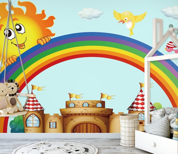 Cartoon Room View Seeing Sun Rising 3D Cute Cartoon Sun Kid's Room L2454 Commercial Removable | Etsy