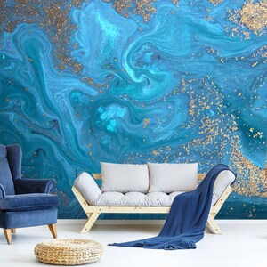 3D Artistico Astratto Blu Glamour L881 Carta da parati rimovibile Carta da parati autoadesiva Peel & Stick Wallpaper Wallpaper Mural AJSTOREArt