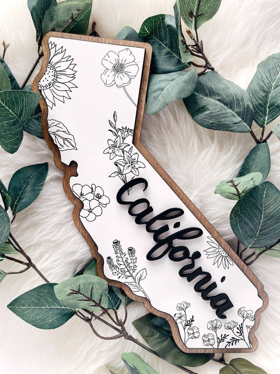 CALIFORNIA Wood Wall Art: Map of California With Local State | Etsy