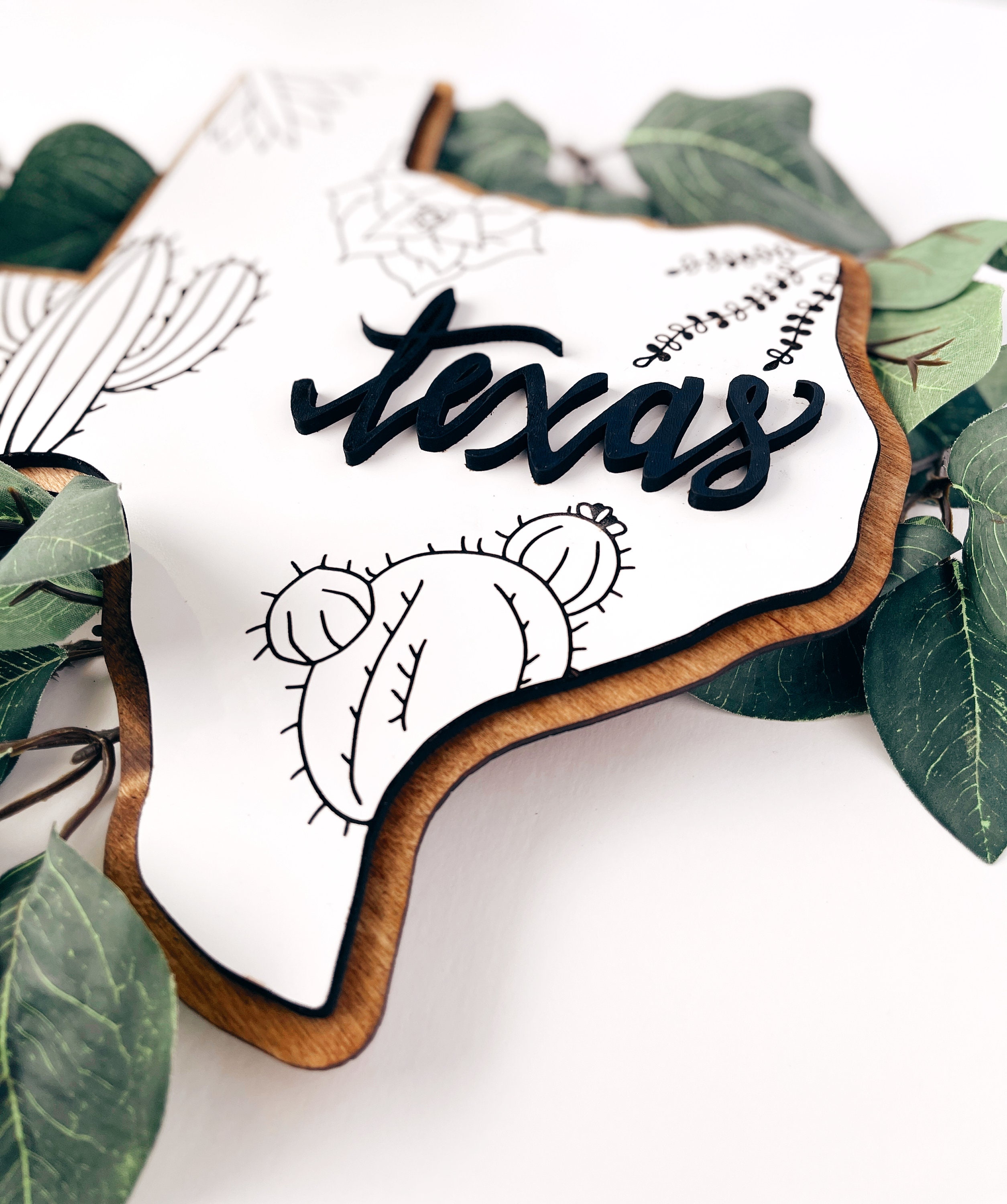 TEXAS Wood Wall Art Map of Texas With Local State Flowers Etsy