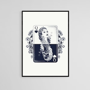 Pin Up Playing Card Tattoo Style Wall Art Print / Tattoo Flash Wall Decor / Traditional Old School Wall Art / Tattoo Poster