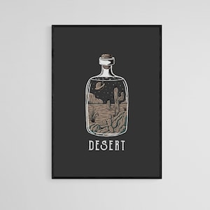 Desert In A Bottle Tattoo Style Wall Art Print | Tattoo Flash Wall Decor | Traditional Old School Wall Art | Tattoo Poster