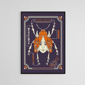 Ladybird Devil Mask Tattoo Style Wall Art Print | Décoration murale de tatouage | Art mural traditionnel de la vieille école | Affiche de tatouage | Téléchargement numérique