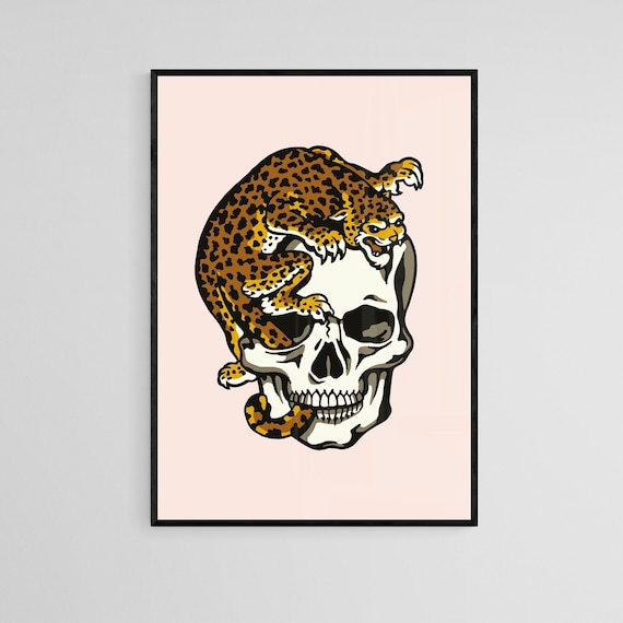 Jaguar on Skull Tattoo Style Wall Art Print Tattoo Flash Wall Decor  Traditional Old School Wall Art Tattoo Poster - Etsy