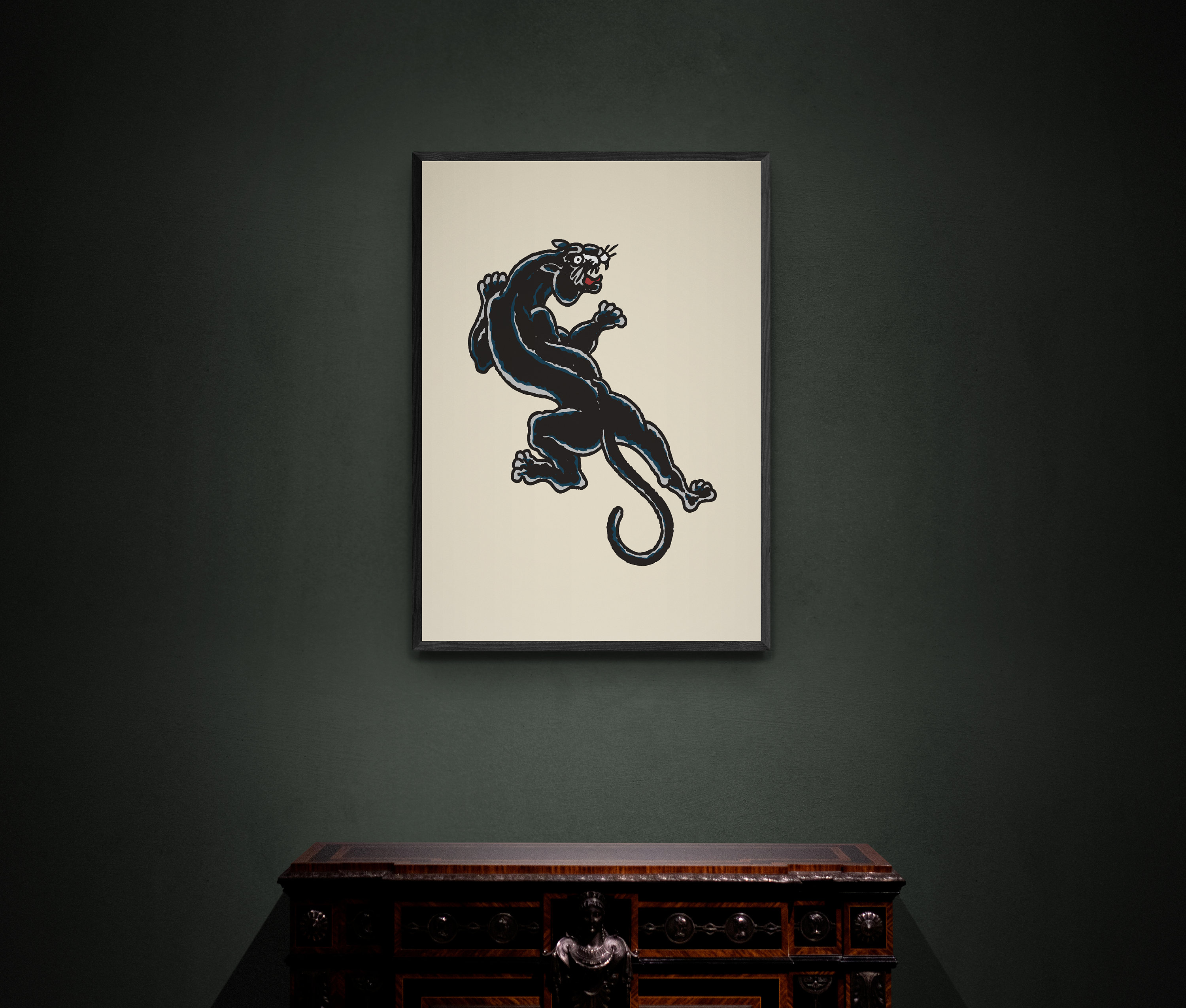 Stalking Panther Tattoo Style Wall Art Print Tattoo Flash Wall Decor  Traditional Old School Wall Art Tattoo Poster - Etsy