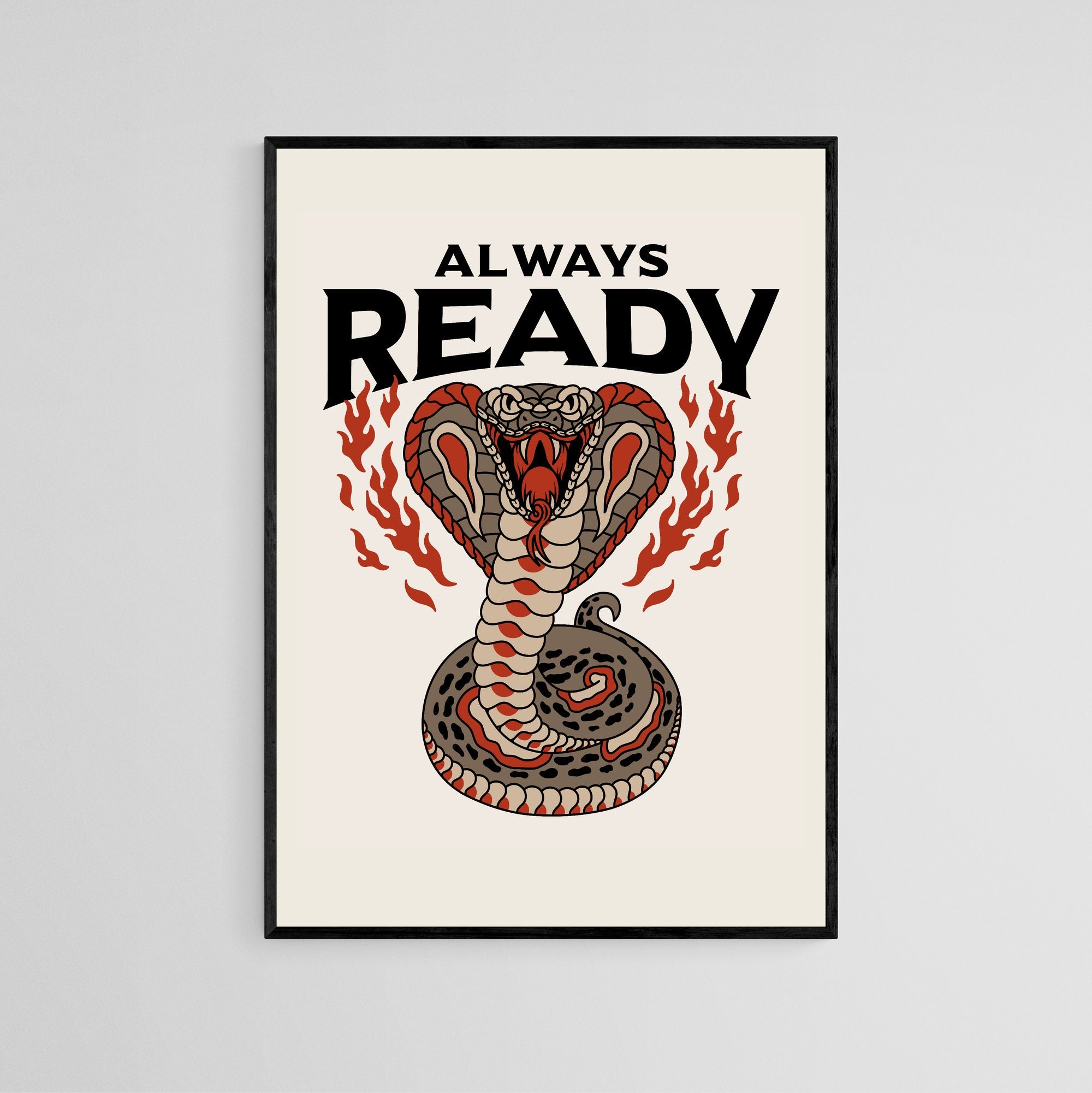 Old School Style Tattoo Cobra Snake Graphic by TribaliumArt