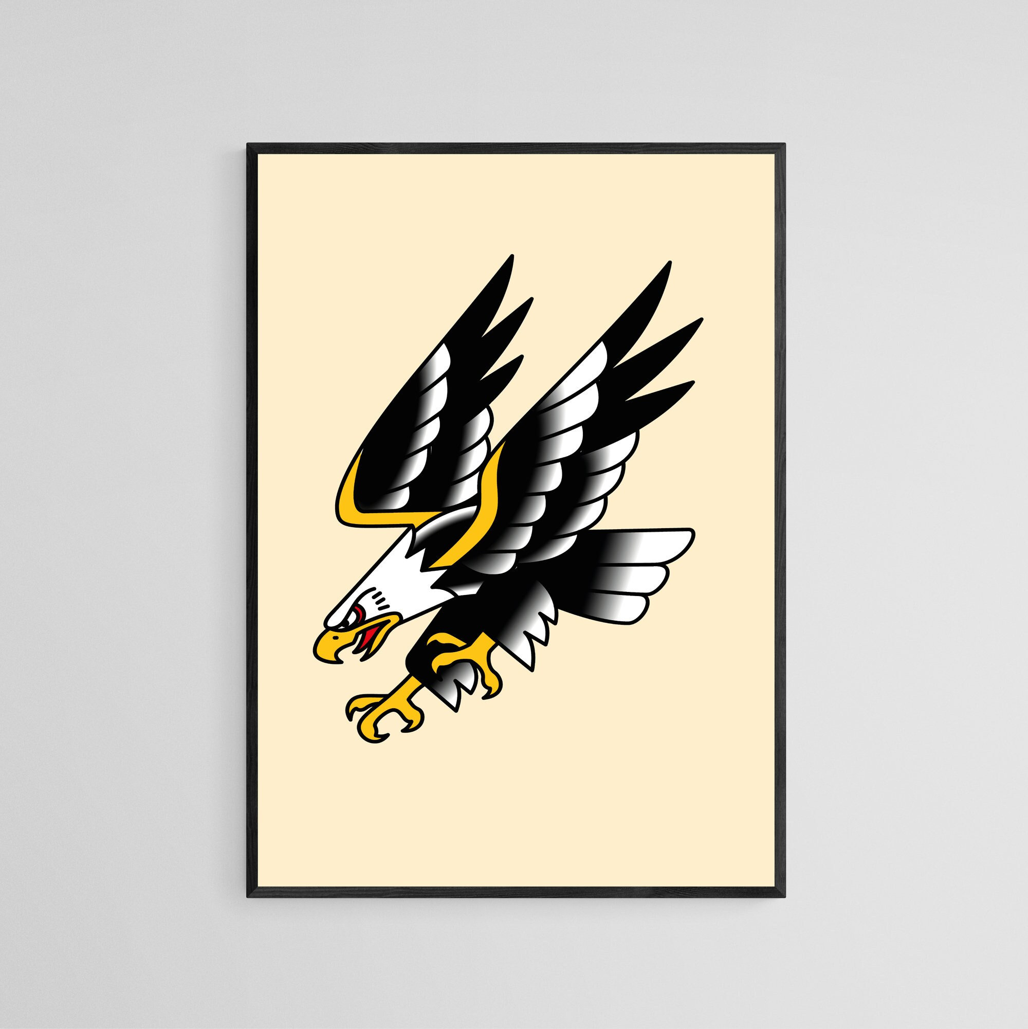 Simple Eagle Tattoo Style Wall Art Print Tattoo Flash Wall - Etsy