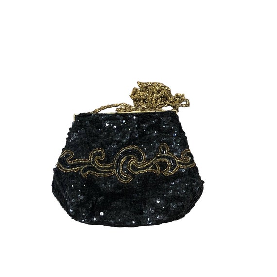 Vintage Carlo Fellini Black Gold Sequin Small Eve… - image 4