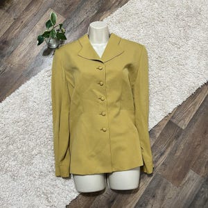 Vintage Saville Size 4 Mustard Yellow 100% Silk Blazer Jacket