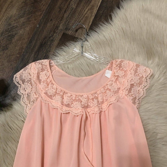 Vintage Phil-Maid Size Medium Peach Lace Shift Ni… - image 2