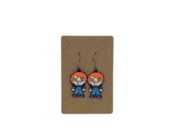 Child's Play Chucky 90's Horror Movie Dangle Enamel Earrings