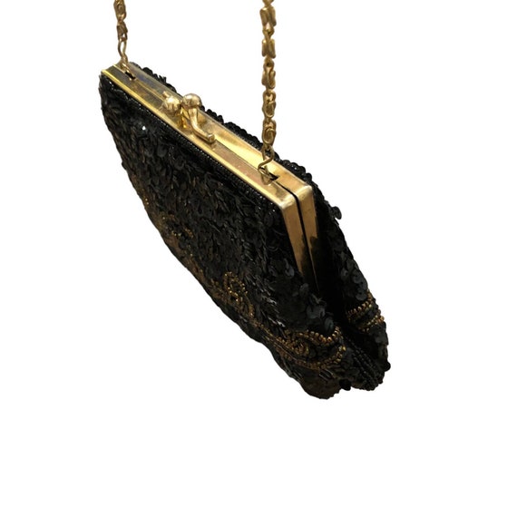 Vintage Carlo Fellini Black Gold Sequin Small Eve… - image 5