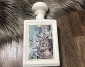 Vintage JW Dants 1969 Milk Glass Boston Tea Party Whiskey Bottle Decanter