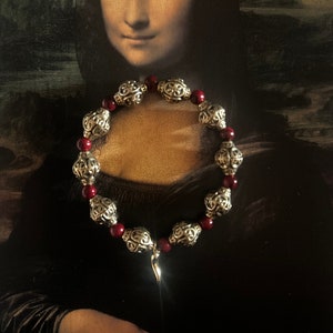 Sicilia Cornicello Charm Bracelet with 18k Gold Plated Cornicello and Red Garnet