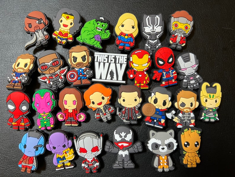 Pick your own superhero movie characters Croc Charms, Bracelet Charms, Decal Charms, Croc Accessories, shoes pins, Cosplay Croc Charms 