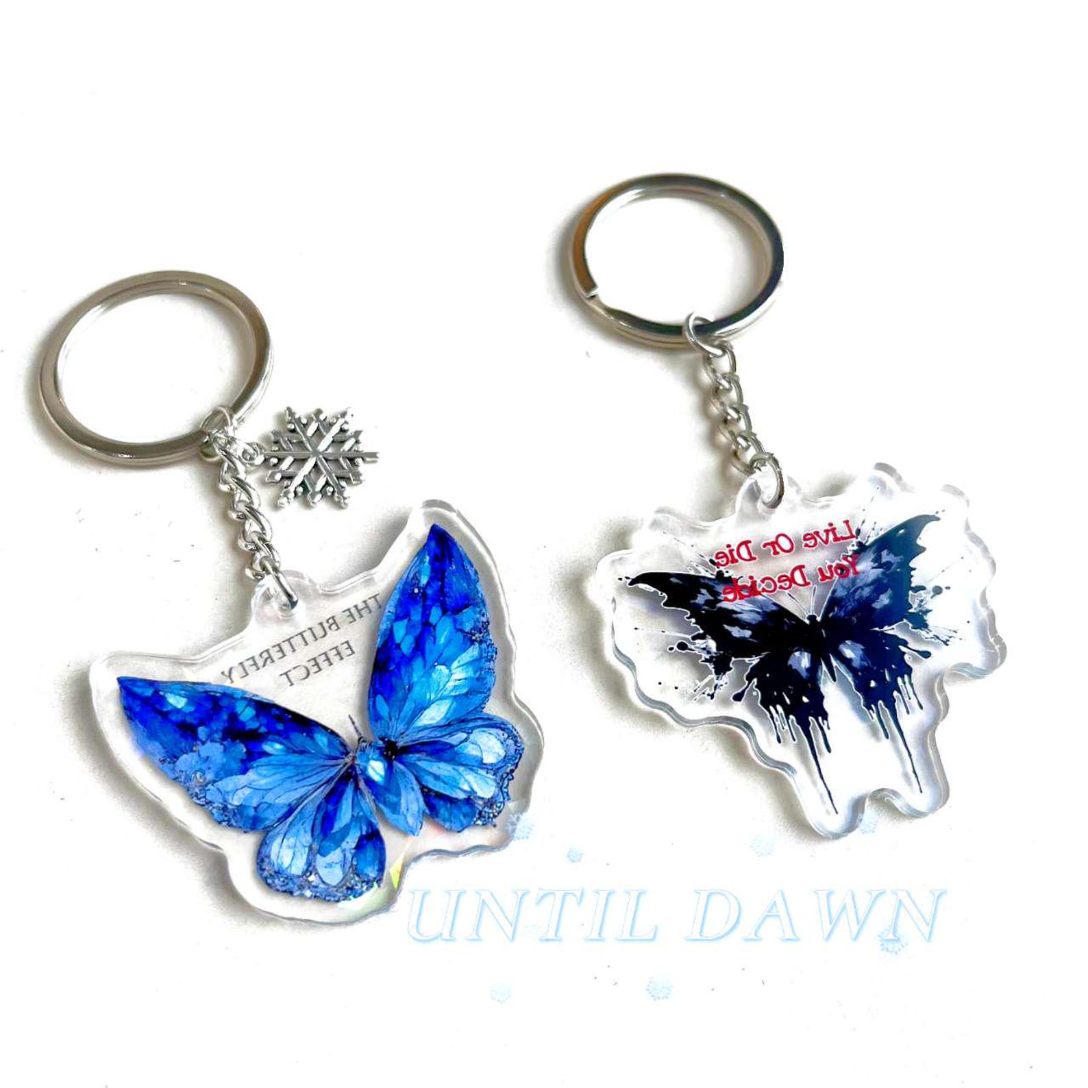 Until Dawn Inspired butterfly keychain keyring, Sam Josh inspired keychain keyring, game lover gift