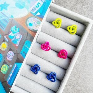 Jinx inspired neon stud earrings,Fluorescent color earrings, Arcane earrings, LOL game lover gift