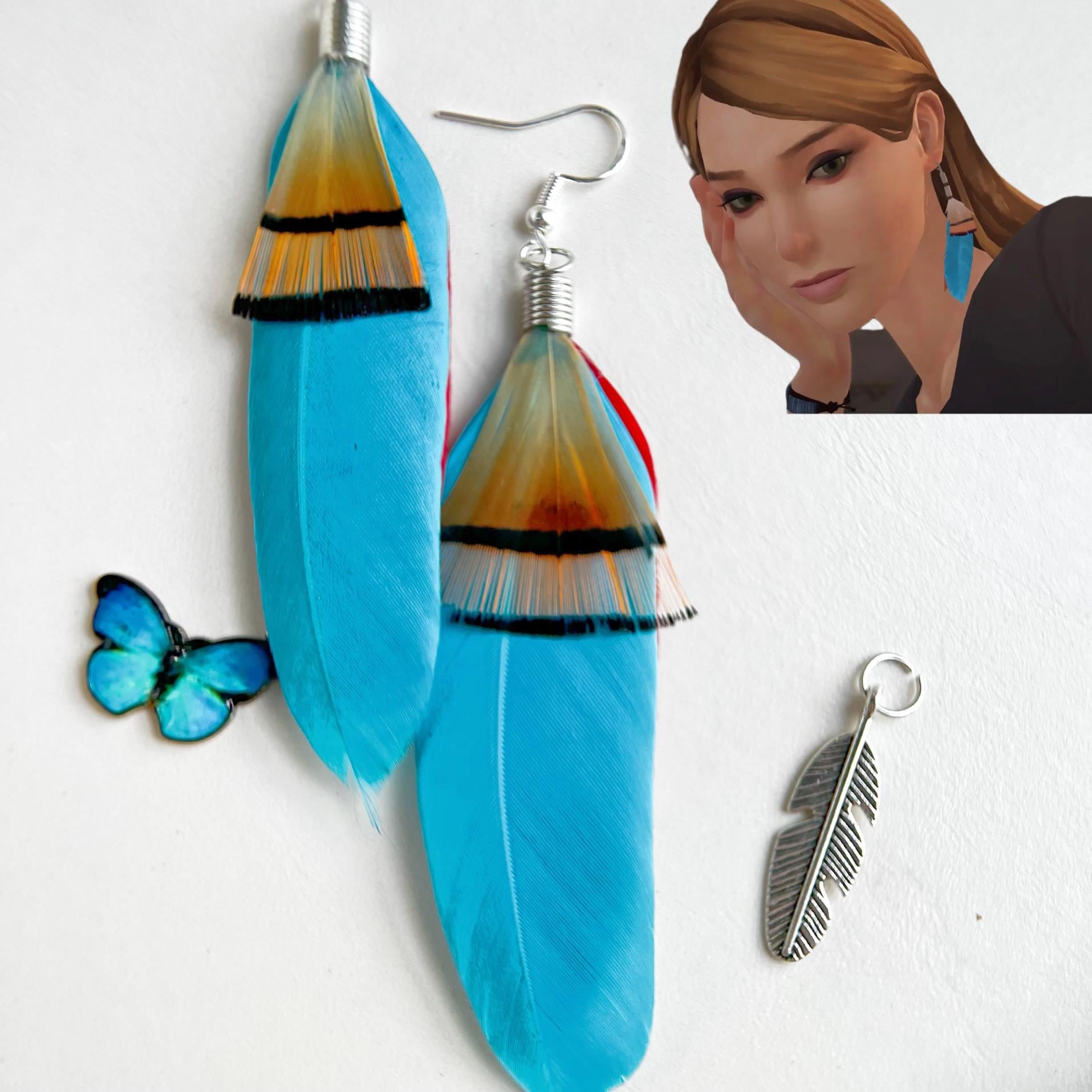 Life Is Strange Inspired Rachel Amber Feather Earring Blue Feather Earring Cosplay Earring