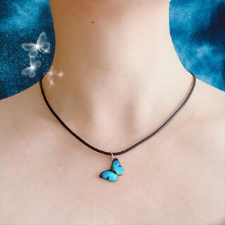 Set Gioielli Farfalla Blu Bohemien: Collana Girocollo Ciondolo E Bracciale, 2 Pezzi In Lega Smaltata