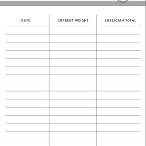 Printable Weight Loss Tracker, Weekly Weigh In, Weight Loss Chart