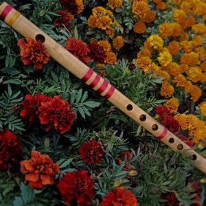 C Medium Bansuri Flute: 19-Inch Hindustani Bamboo Flute