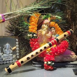 Bansuri Flute - C scale  Hindustani Professional Bamboo Flute -10 Inches - Indian Bamboo Flute - Personalized Gifts. small finger for kids