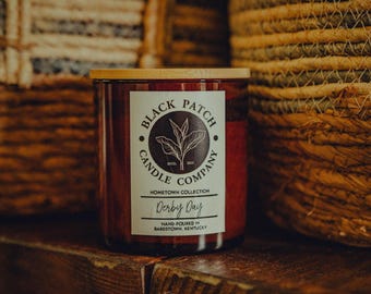Derby Day Soy Candle – Leather, Cedar & Mint Julep | Rustic Hand-Poured Kentucky Candle | Hometown Collection