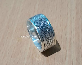 Nieuw design massief zilveren spinner ring, handgemaakte band ring, 925 sterling zilver, fidget ring, meditatie ring, belofte ring, speciaal cadeau.