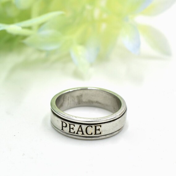 Peace Spinner Ring Peace Band Ring 925 Silver Ring Peace Print