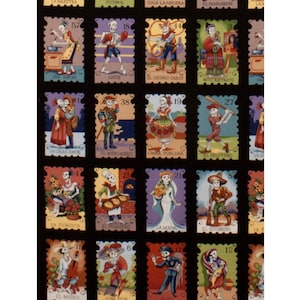 Alexander Henry CARTAS MARCADAS 100% Cotton Fabric-BTY-2 Color Choices Black/Bright Sewing Quilting Mexican Discontinued-no longer in print
