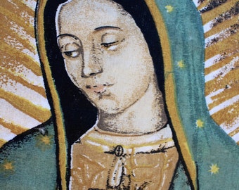 Virgen de Guadalupe 24"Wx35"L Cotton Fabric Panel Our Lady of Guadalupe Mexican Tela Sewing Quilting Craft Religious