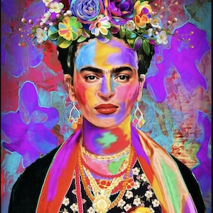 Timeless Treasures - STROKE of GENIUS -Multi Artist Portrait Panel- Frida - 100% Cotton Fabric-By the Panel - Sewing Quilting Mexican Crafts