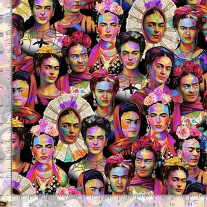 Timeless Treasures - STROKE of GENIUS - Frida- #CD3742 - Packed Artist Faces - 100% Cotton Fabric - By the Yard Sewing Quilting Mexican