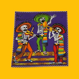 Dia de los Muertos 100% COTTON fabric PANELS-various selections-11-1/4&quot;x10-3/4&quot;-Bold-Bright-Beautiful Mexican Day of the Dead Calaca Designs