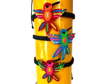 Colibri / Hummingbird Micro-crochet adjustable bracelet,  Large, Bright, Colorful, Hand-crafted, Minimalist design, LISTING #3 of 3
