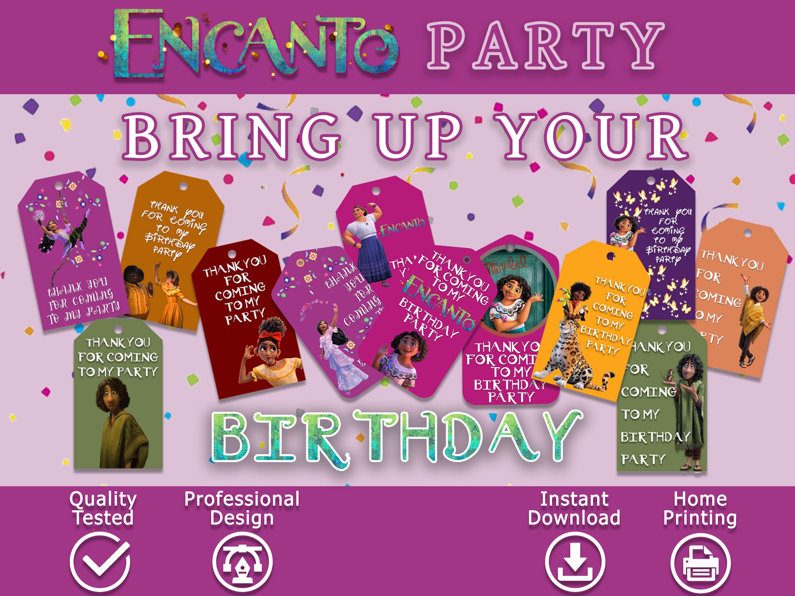 Encanto Party Favor Bag Tags Encanto Thank You Party Tags Etsy Ireland