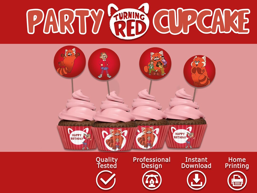Turning Red Cake Topper, Turning Red Cupcake Topper, Turning Red Cake