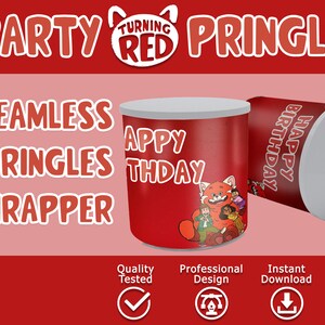 turning red birthday party pringles shaker templates - cute 40gr chips wrapper can labels printables favor