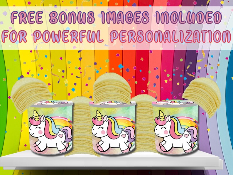 Unicorn Pringles Shaker Labels Template Unicorn Chips Can Etsy