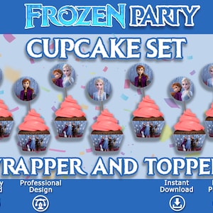 Frozen cupcake topper download, Frozen cake topper, Frozen cake wrapper, Frozen cupcake wrapper, Frozen printables, instant digital download