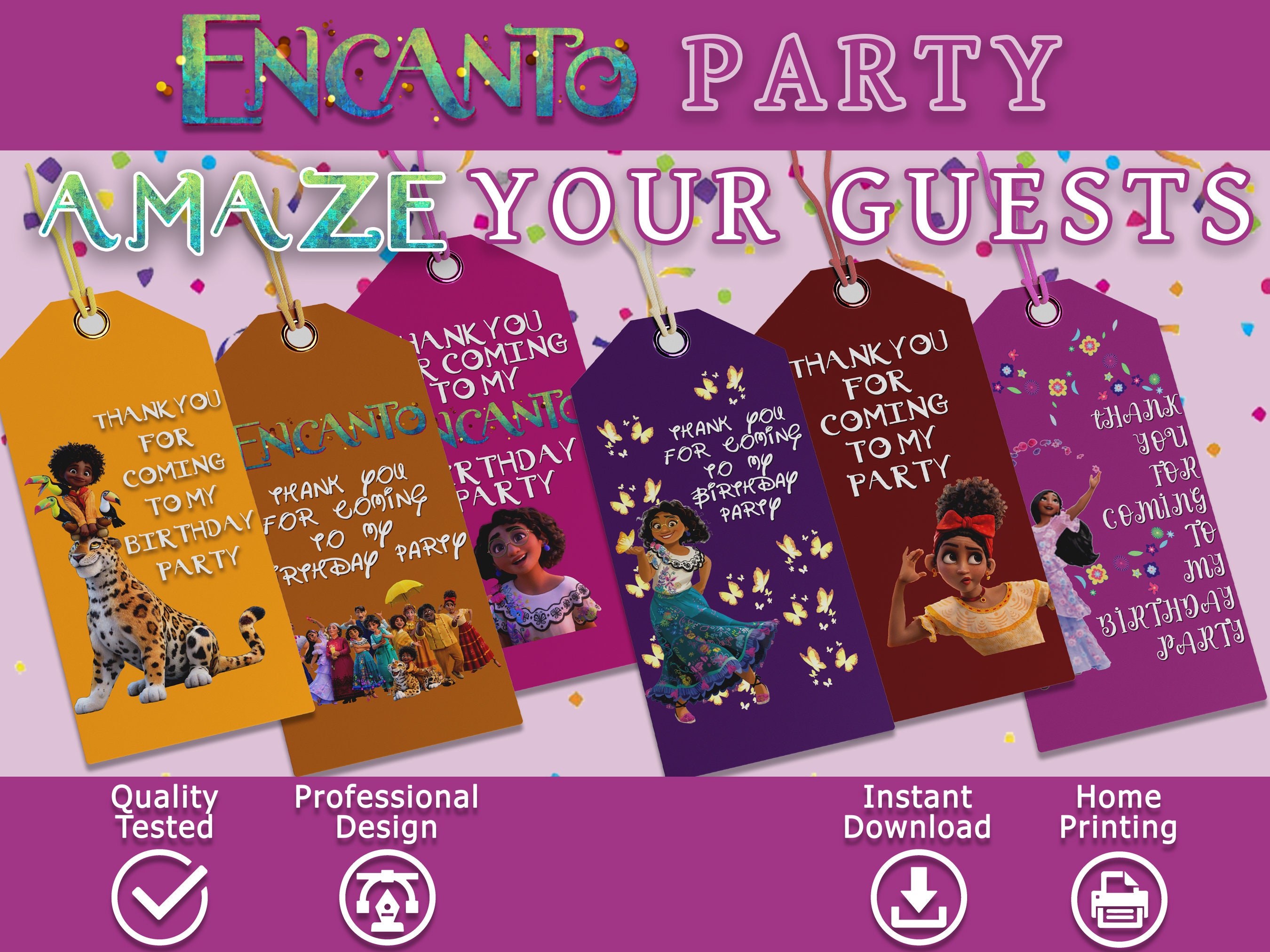 Encanto Party Favor Bag Tags Encanto Thank You Party Tags Etsy Ireland