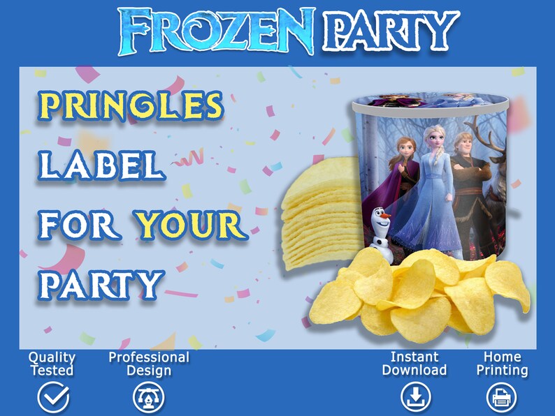 Frozen Pringles Shaker Label Template Frozen Chips Can Etsy Australia
