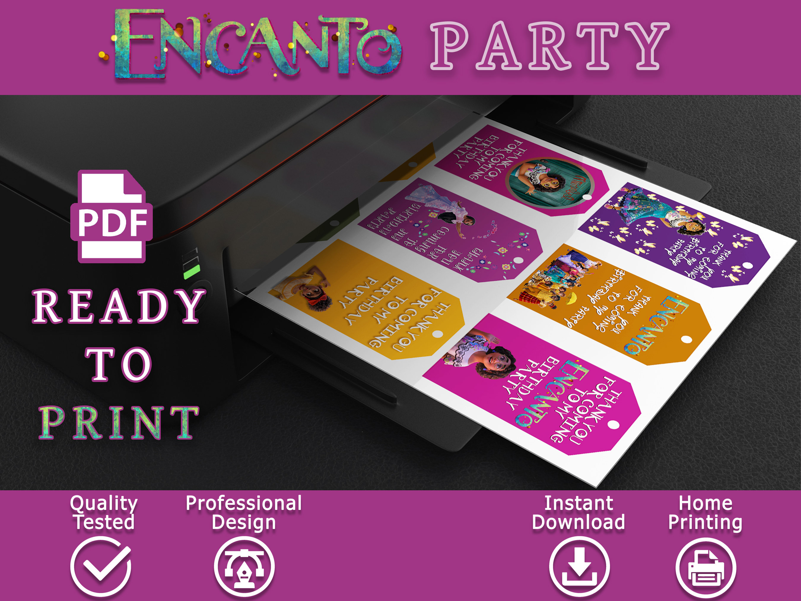 Encanto Party Favor Bag Tags Encanto Thank You Party Tags Etsy Ireland