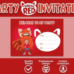 Turning Red invitation, Turning Red invite, Turning Red Birthday Invite, Turning Red Birthday invitation, Turning Red, Party custom invite