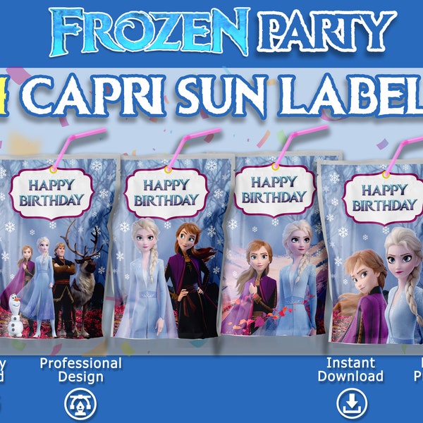 Frozen caprisun labels, Frozen caprisun sticker, Frozen birthday caprisun, Frozen capri sun labels, Frozen labels party, Anna Elsa capri sun