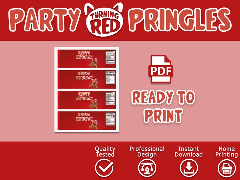 Turning Red Pringles Shaker Labels Template Turning Red Chips Etsy