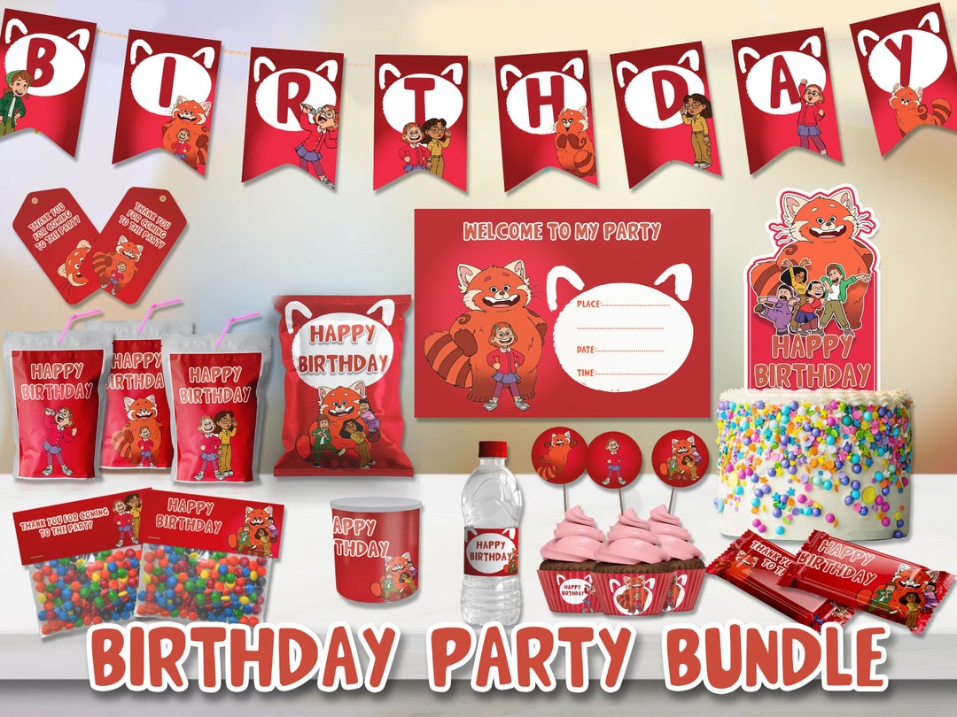 Turning Red Party Supplies, Turning Red Birthday Decorations, Printable