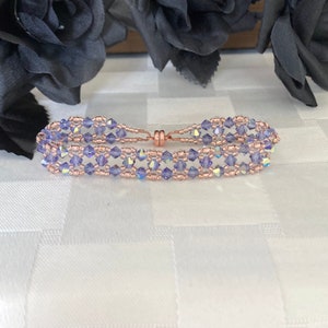 Handmade Tanzanite Crystal Bracelet: Lavender Bicone Beaded Jewelry